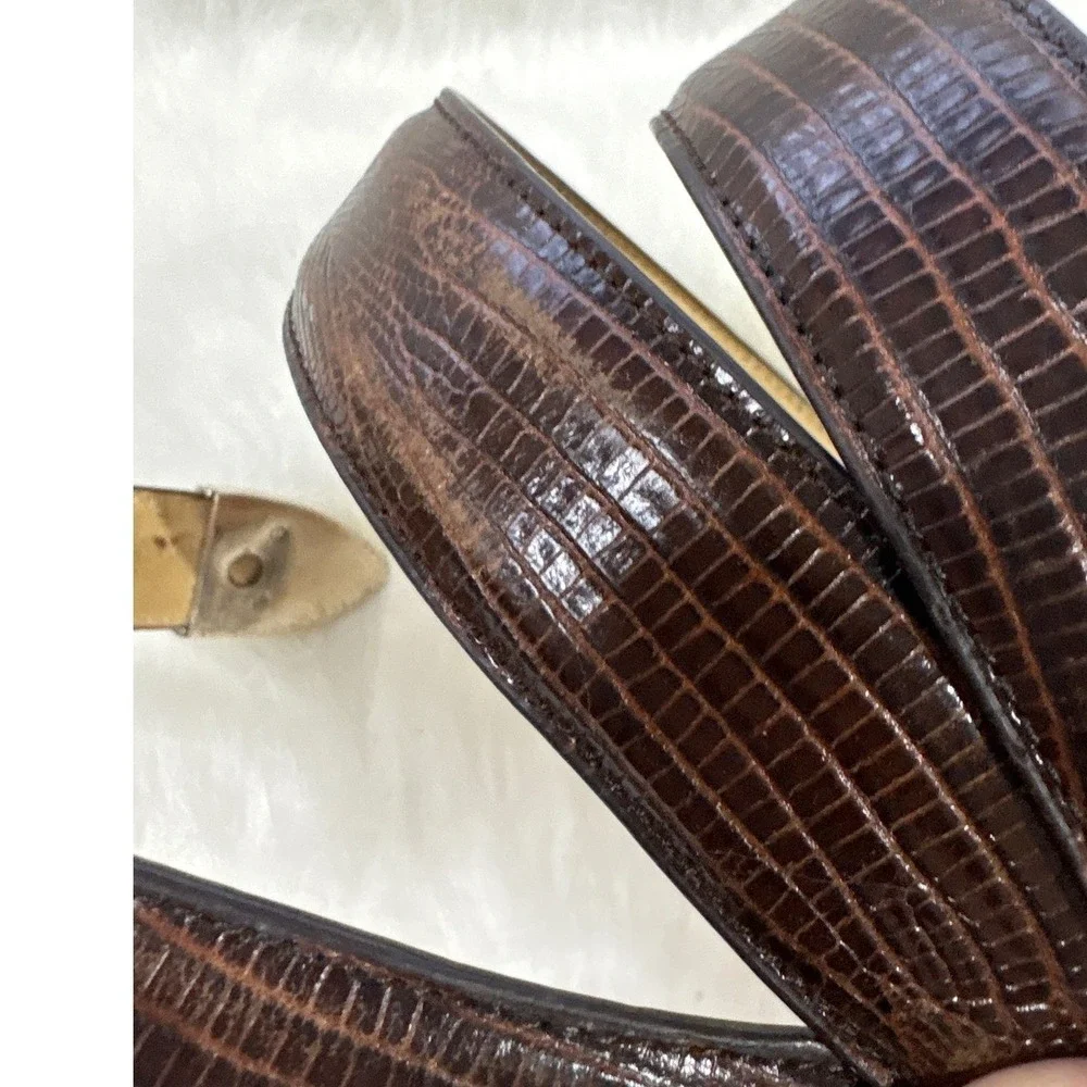 Belts by Sherman Brown Italian Leather Texas Star‎ Buckle Belt Size 42